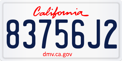 CA license plate 83756J2