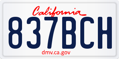 CA license plate 837BCH