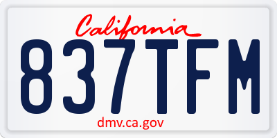 CA license plate 837TFM