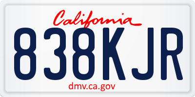 CA license plate 838KJR