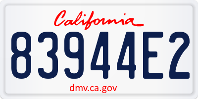 CA license plate 83944E2