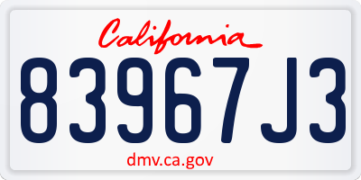 CA license plate 83967J3