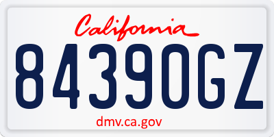 CA license plate 84390GZ