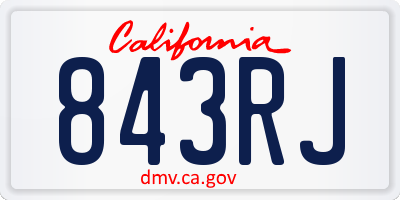 CA license plate 843RJ