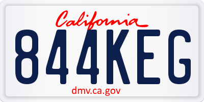 CA license plate 844KEG