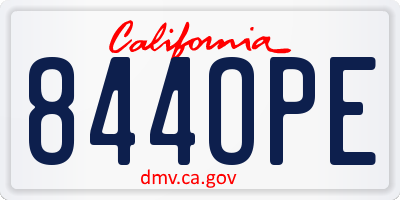 CA license plate 844OPE