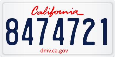 CA license plate 8474721