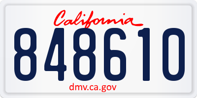 CA license plate 848610