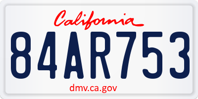 CA license plate 84AR753