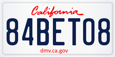 CA license plate 84BETO8