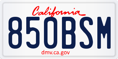 CA license plate 850BSM