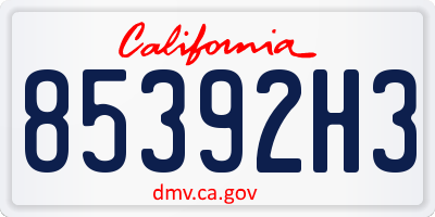 CA license plate 85392H3