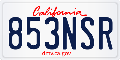 CA license plate 853NSR