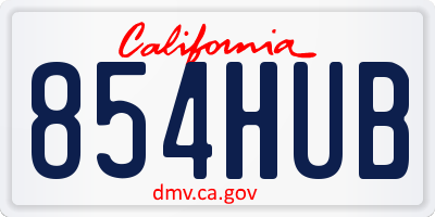 CA license plate 854HUB