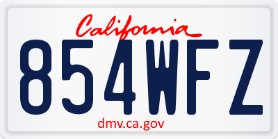 CA license plate 854WFZ