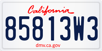 CA license plate 85813W3