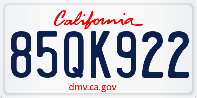 CA license plate 85QK922