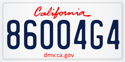 CA license plate 86004G4