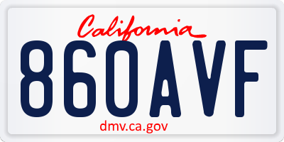 CA license plate 860AVF