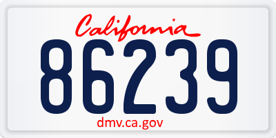 CA license plate 86239