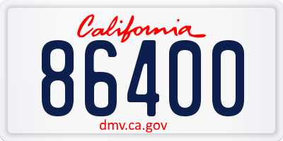 CA license plate 86400