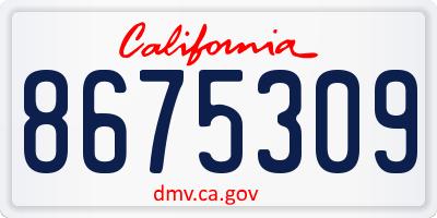 CA license plate 8675309