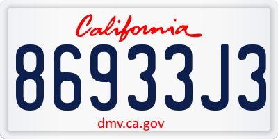 CA license plate 86933J3