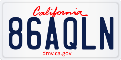 CA license plate 86AQLN