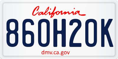 CA license plate 86OH2OK