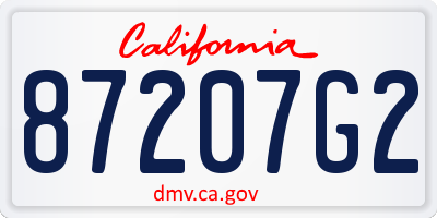 CA license plate 87207G2