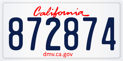 CA license plate 872874