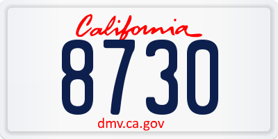 CA license plate 8730