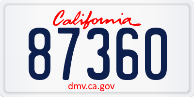 CA license plate 87360