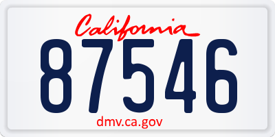 CA license plate 87546