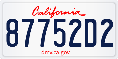 CA license plate 87752D2