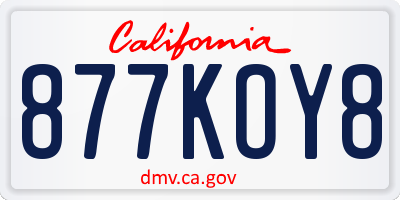 CA license plate 877KOY8