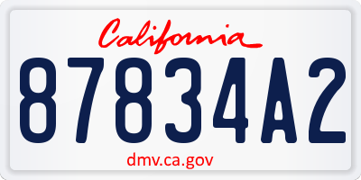 CA license plate 87834A2