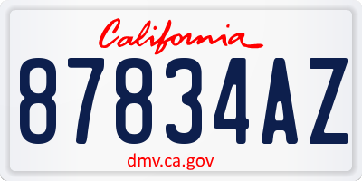 CA license plate 87834AZ