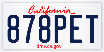 CA license plate 878PET