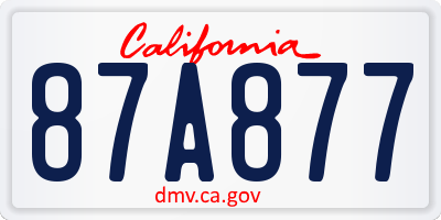 CA license plate 87A877