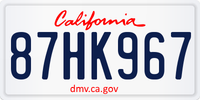 CA license plate 87HK967