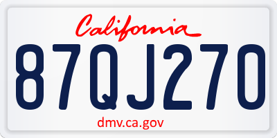 CA license plate 87QJ270