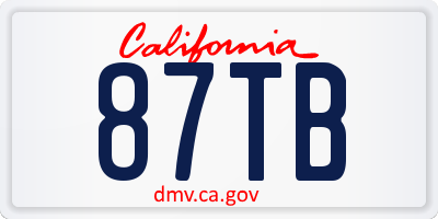 CA license plate 87TB