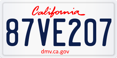 CA license plate 87VE207