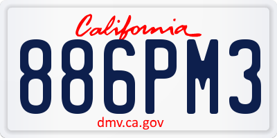 CA license plate 886PM3