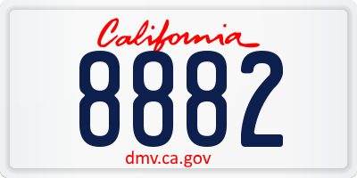 CA license plate 8882