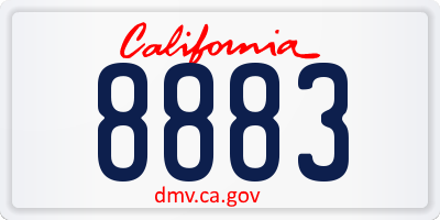 CA license plate 8883