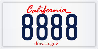 CA license plate 8888