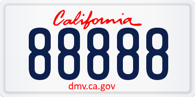 CA license plate 88888