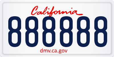 CA license plate 888888